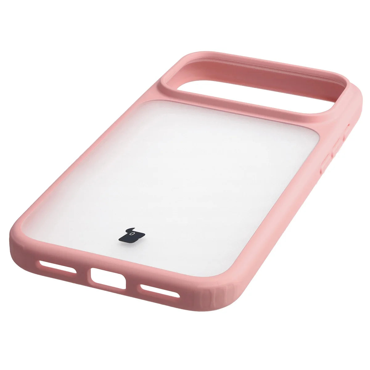 Handyhülle für iPhone 18 Pro Max / 17 Pro Max, Bizon Case Angelo, Semitransparent mit hellrosem Rahmen (5/6)