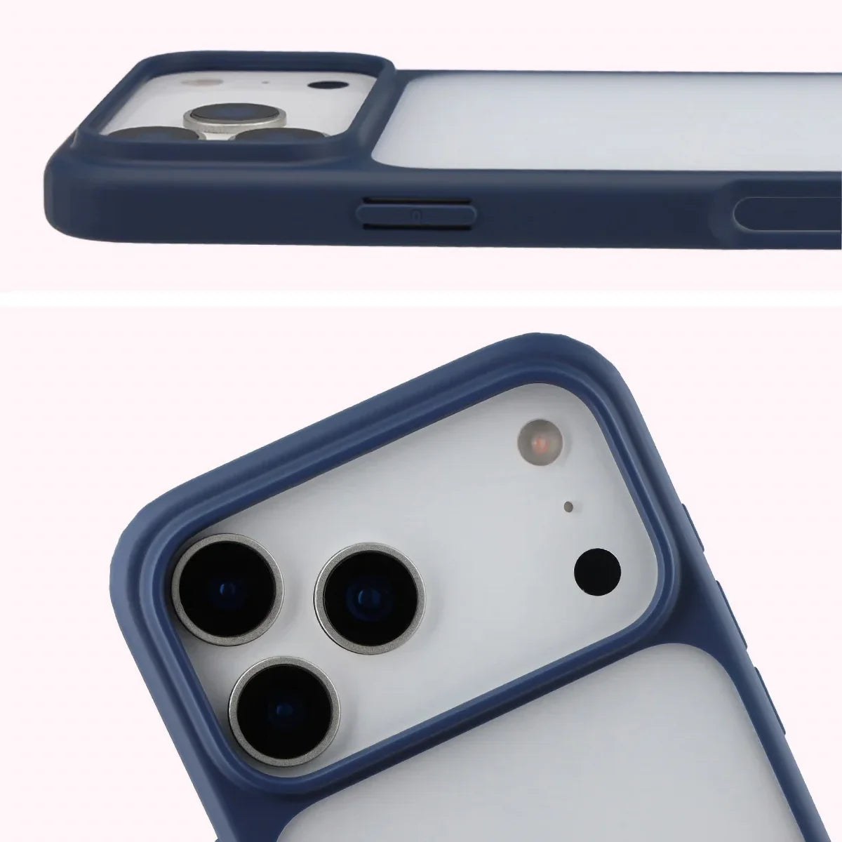 Handyhülle für iPhone 18 Pro Max / 17 Pro Max, Bizon Case Angelo, Semitransparent mit dunkelblauem Rahmen (3/6)