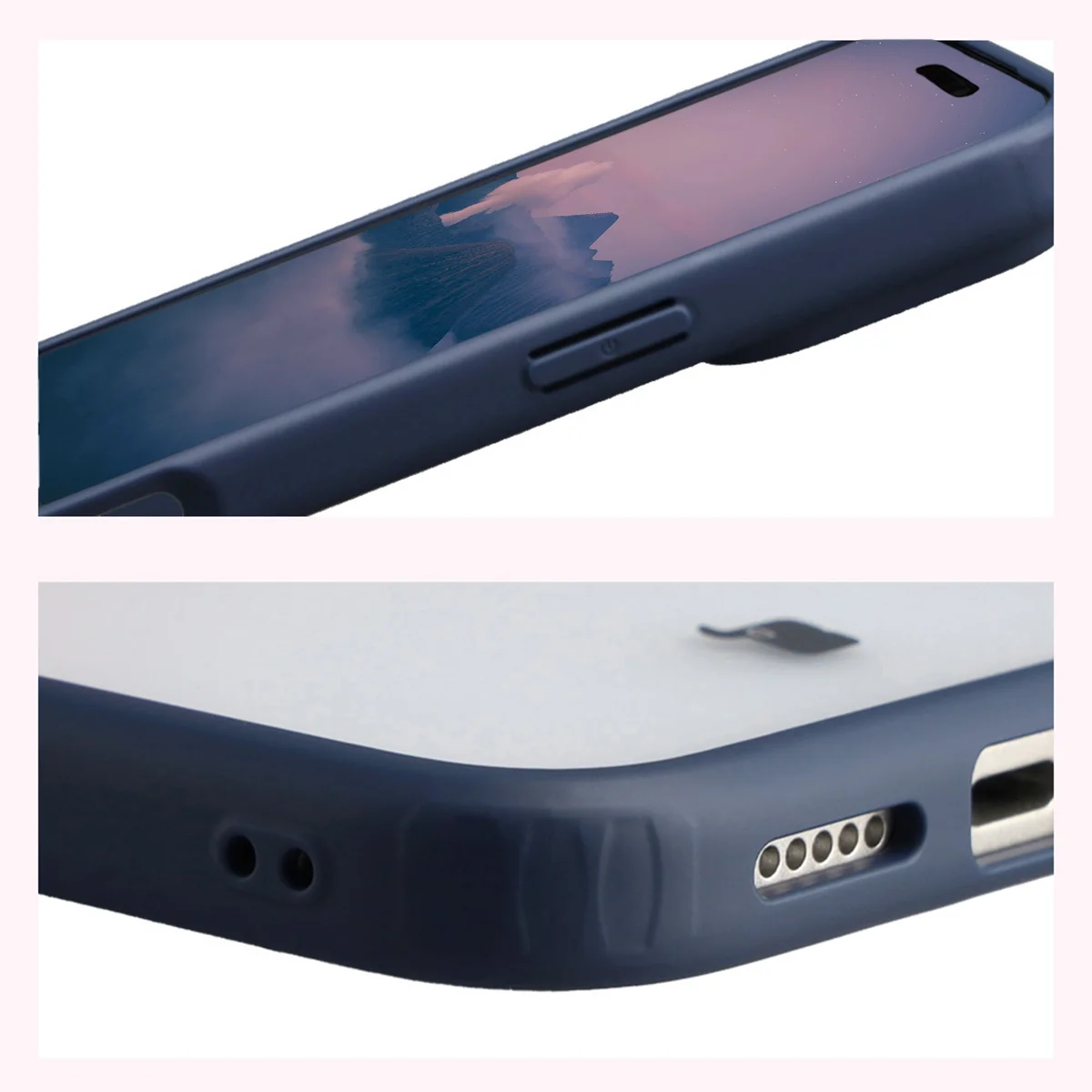 Handyhülle für iPhone 18 Pro Max / 17 Pro Max, Bizon Case Angelo, Semitransparent mit dunkelblauem Rahmen (4/6)