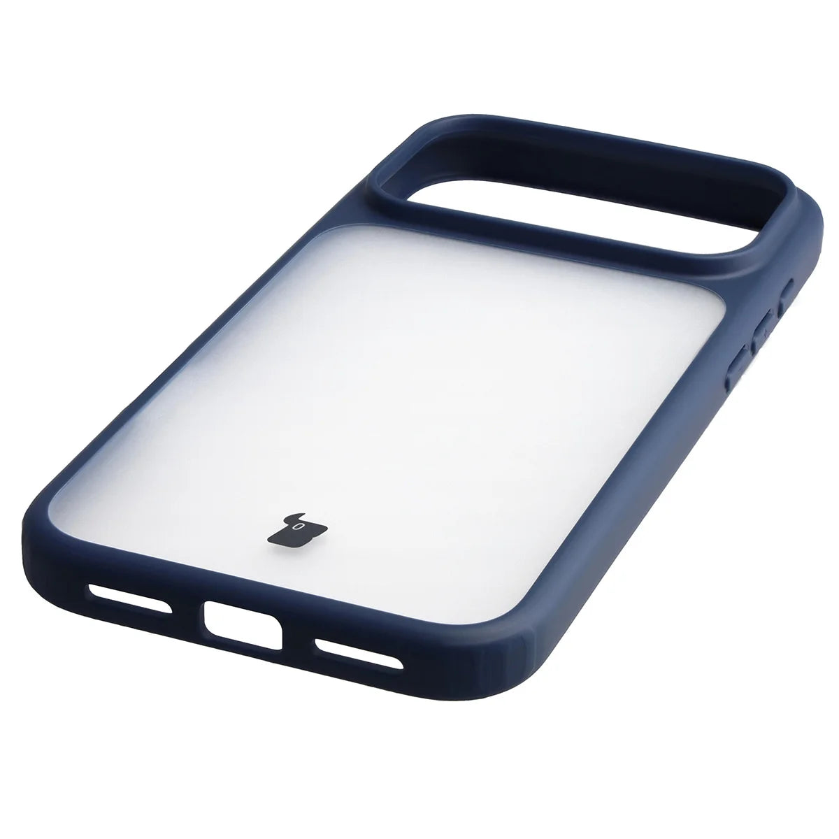 Handyhülle für iPhone 18 Pro Max / 17 Pro Max, Bizon Case Angelo, Semitransparent mit dunkelblauem Rahmen (5/6)