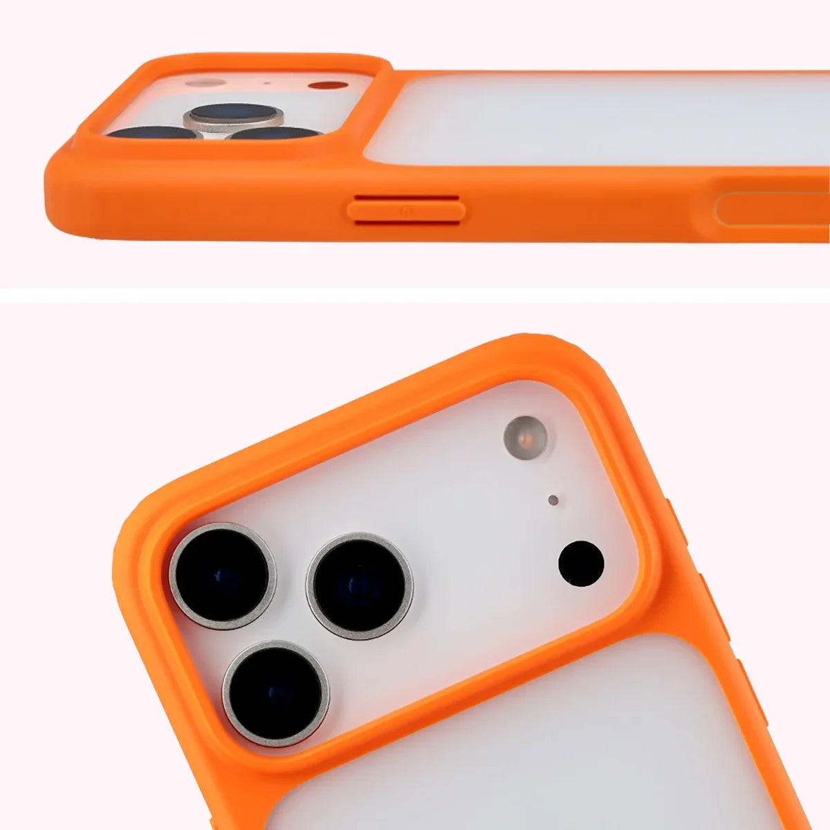 Handyhülle für iPhone 18 Pro Max / 17 Pro Max, Bizon Case Angelo, Semitransparent mit orangefarbenem Rahmen (3/6)