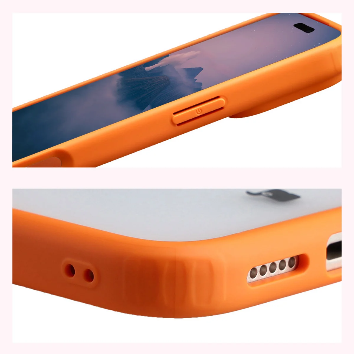 Handyhülle für iPhone 18 Pro Max / 17 Pro Max, Bizon Case Angelo, Semitransparent mit orangefarbenem Rahmen (4/6)