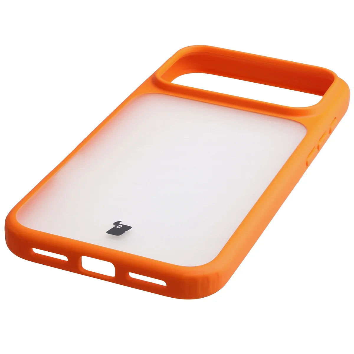 Handyhülle für iPhone 18 Pro Max / 17 Pro Max, Bizon Case Angelo, Semitransparent mit orangefarbenem Rahmen (5/6)