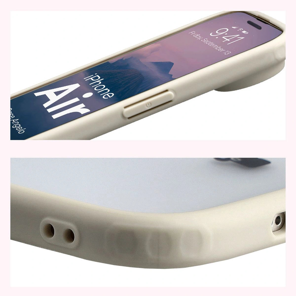 Handyhülle für iPhone Air, Bizon Case Angelo, Semitransparent mit beigem Rahmen