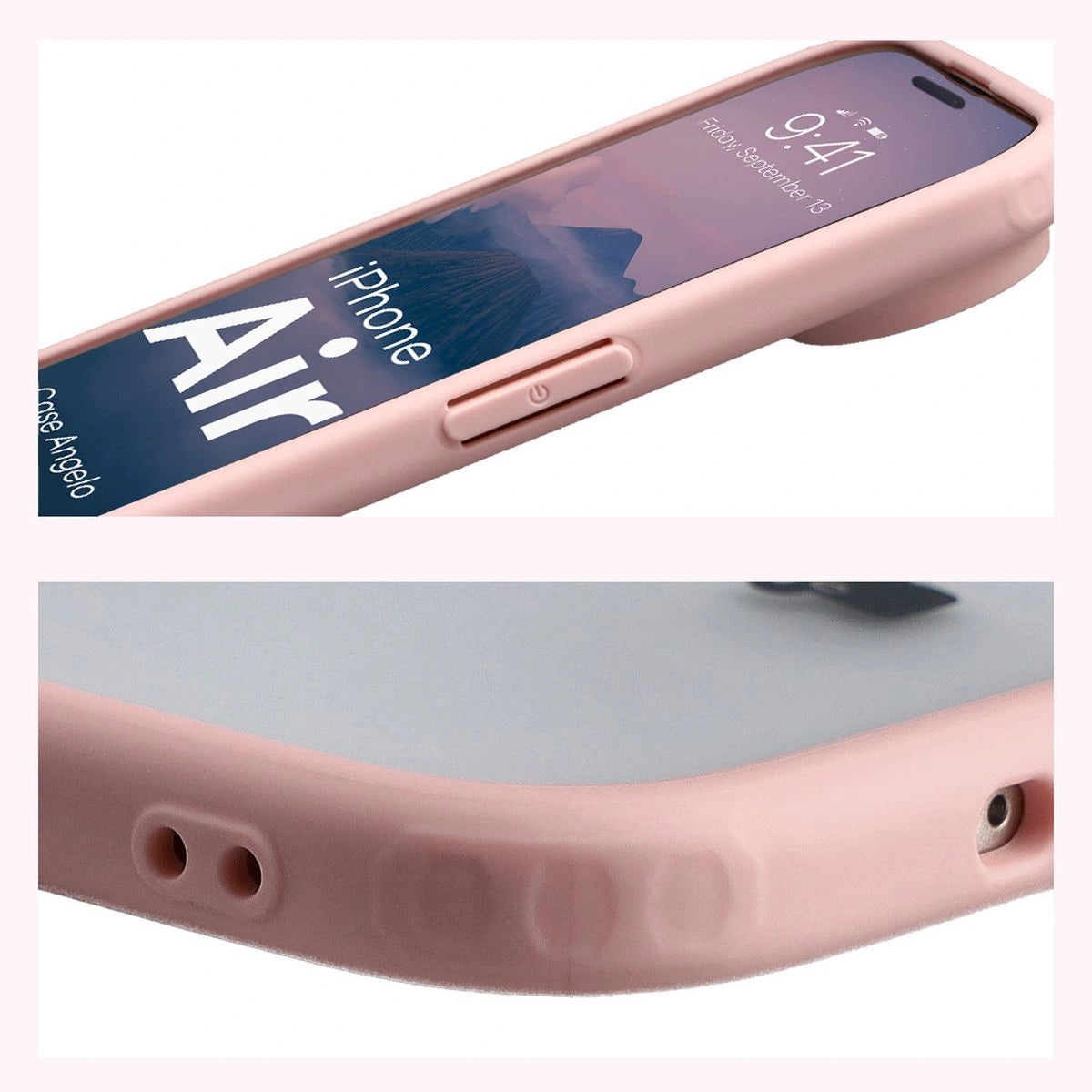 Handyhülle für iPhone Air, Bizon Case Angelo, Semitransparent mit hellrosa Rahmen