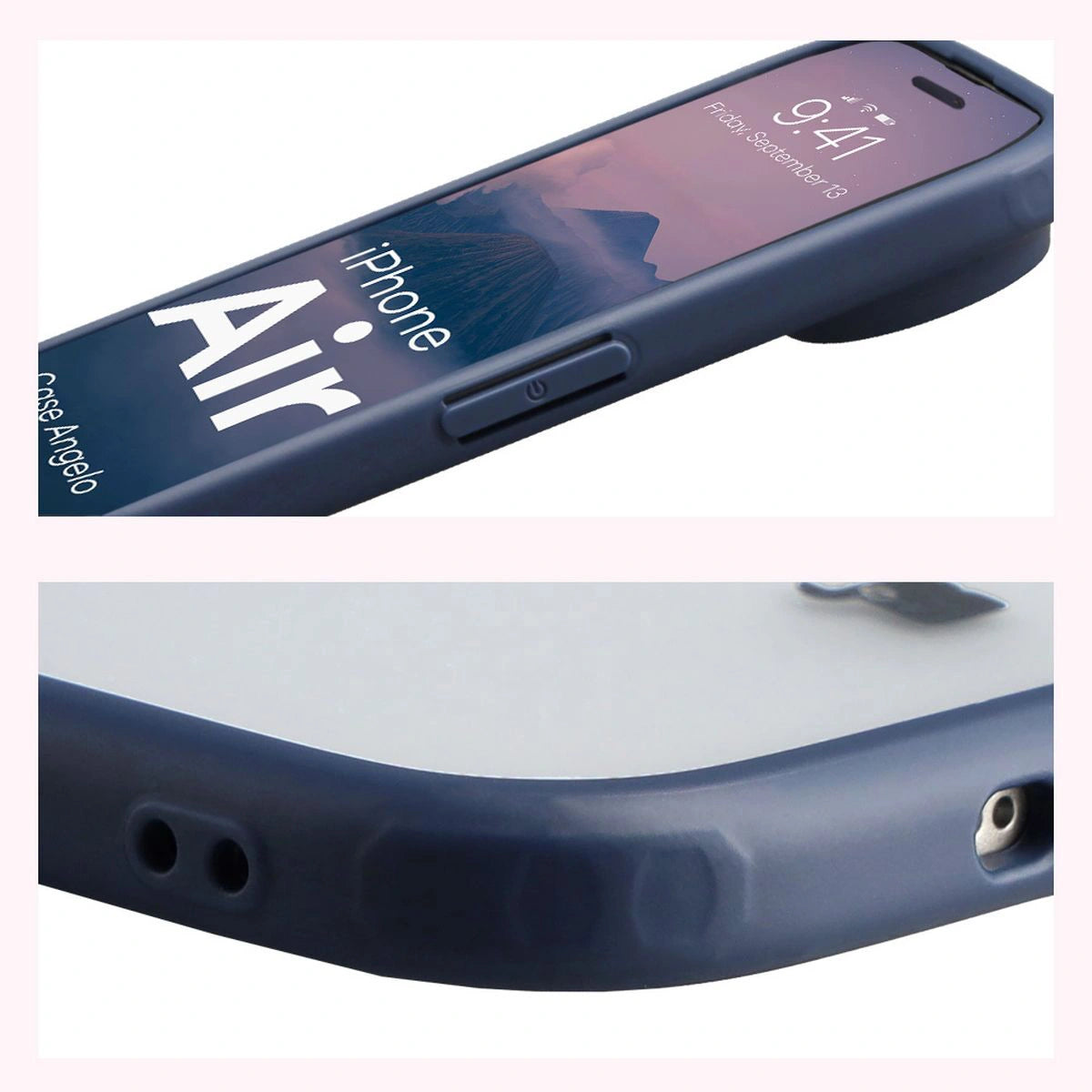 Handyhülle für iPhone Air, Bizon Case Angelo, Semitransparent mit dunkelblauem Rahmen