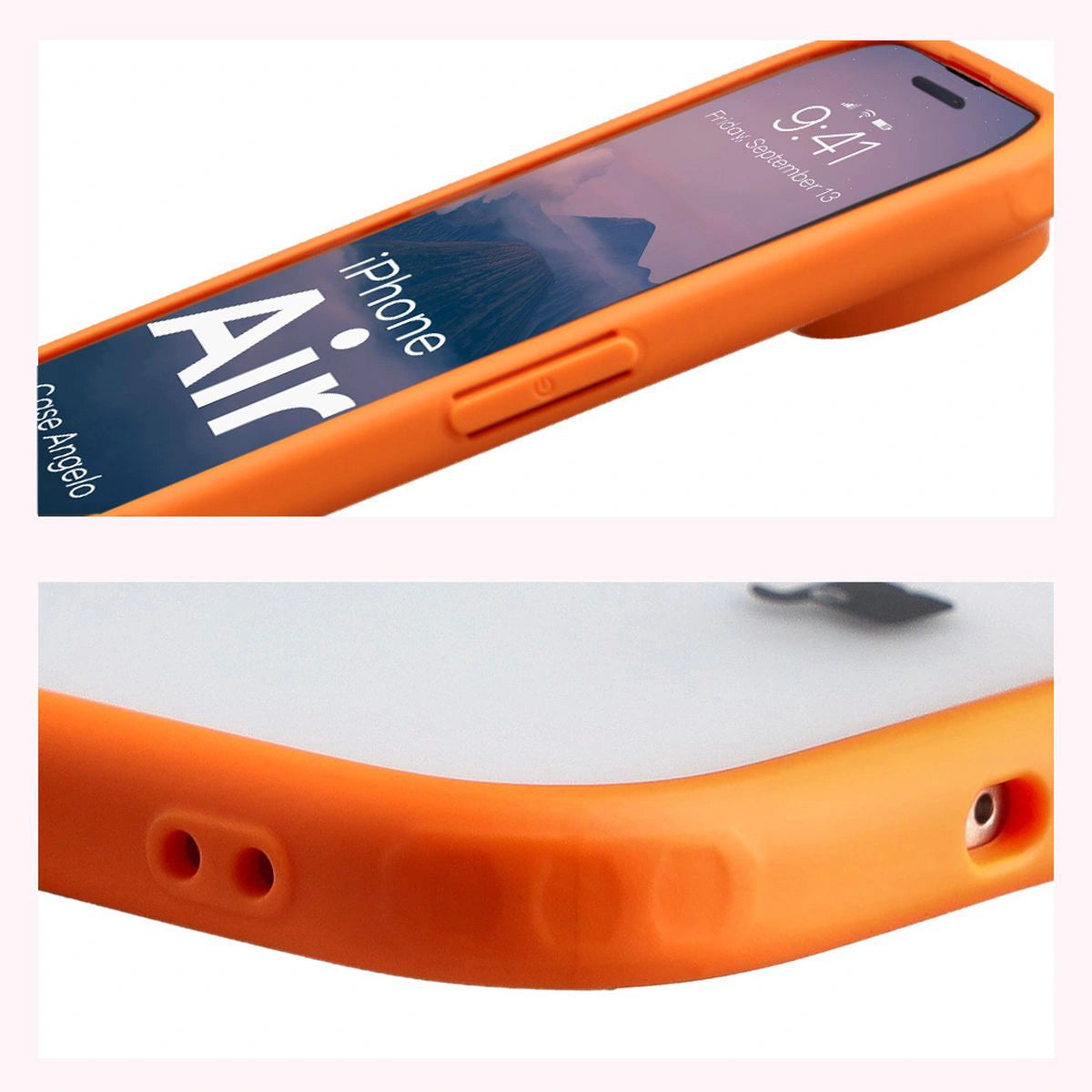 Handyhülle für iPhone Air, Bizon Case Angelo, Semitransparent mit orangefarbenem Rahmen