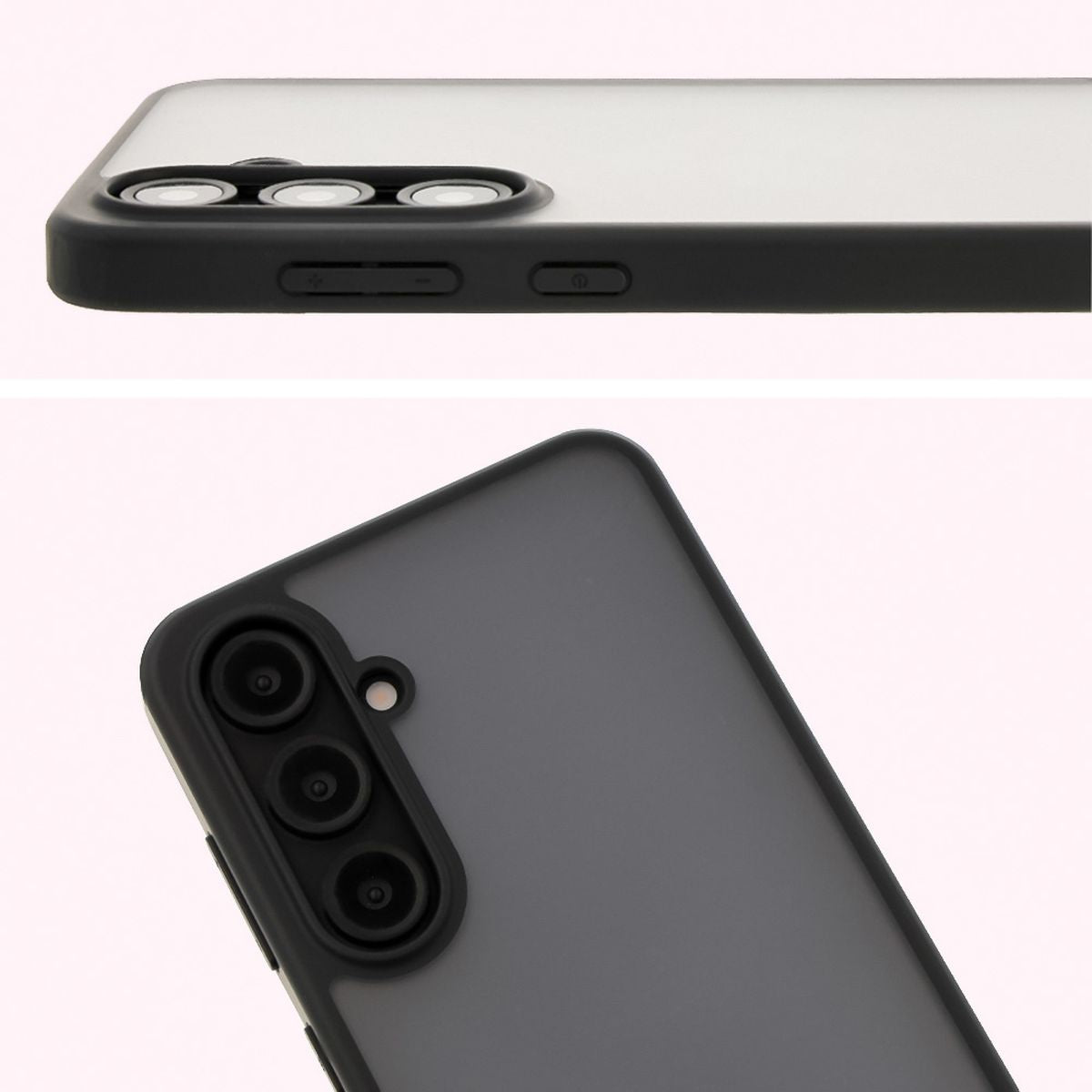 Handyhülle für Galaxy S24 FE, Bizon Case Angelo, Durchscheinend mit schwarzem Rahmen