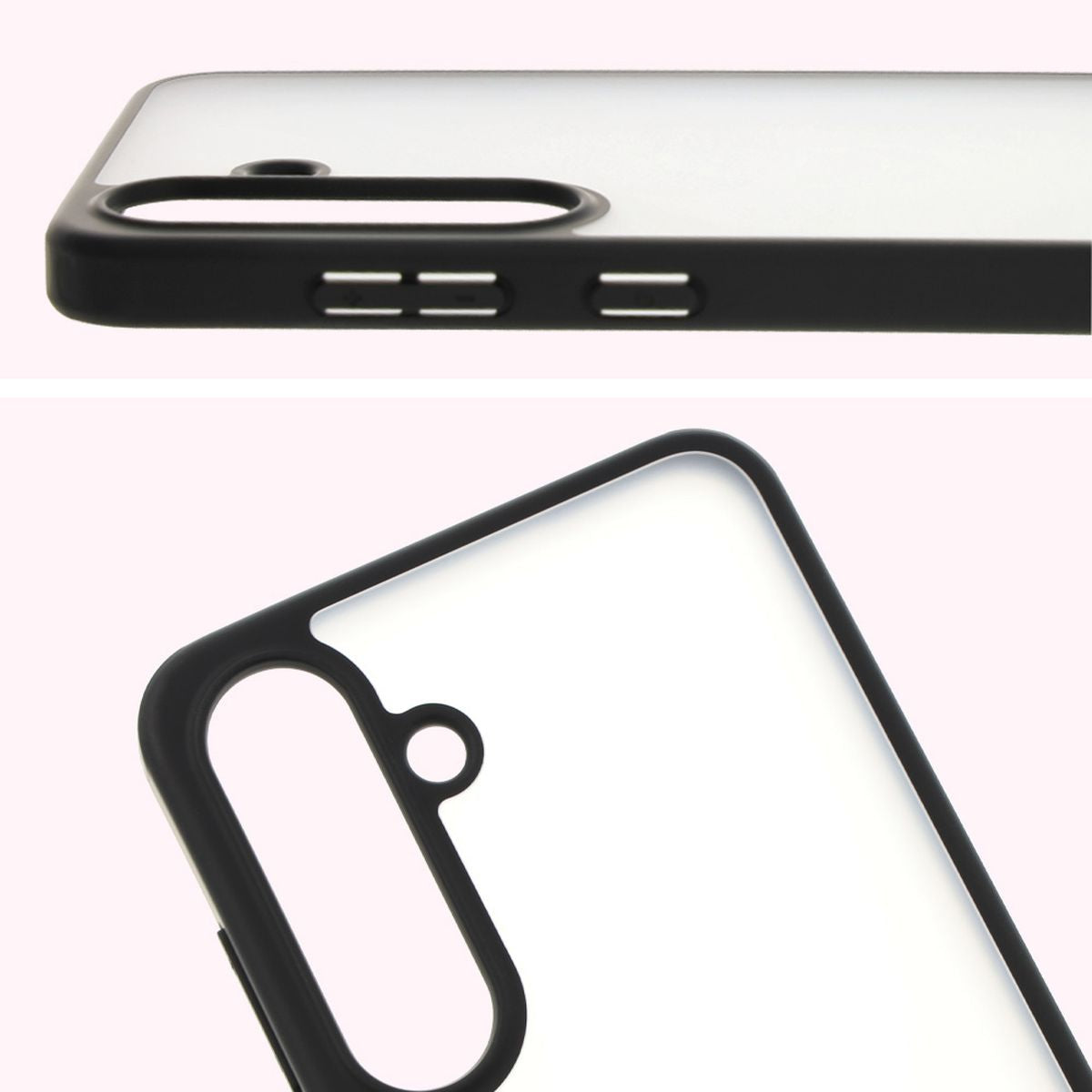 Handyhülle für Galaxy S25 Plus, Bizon Case Angelo, Durchscheinend mit schwarzem Rahmen