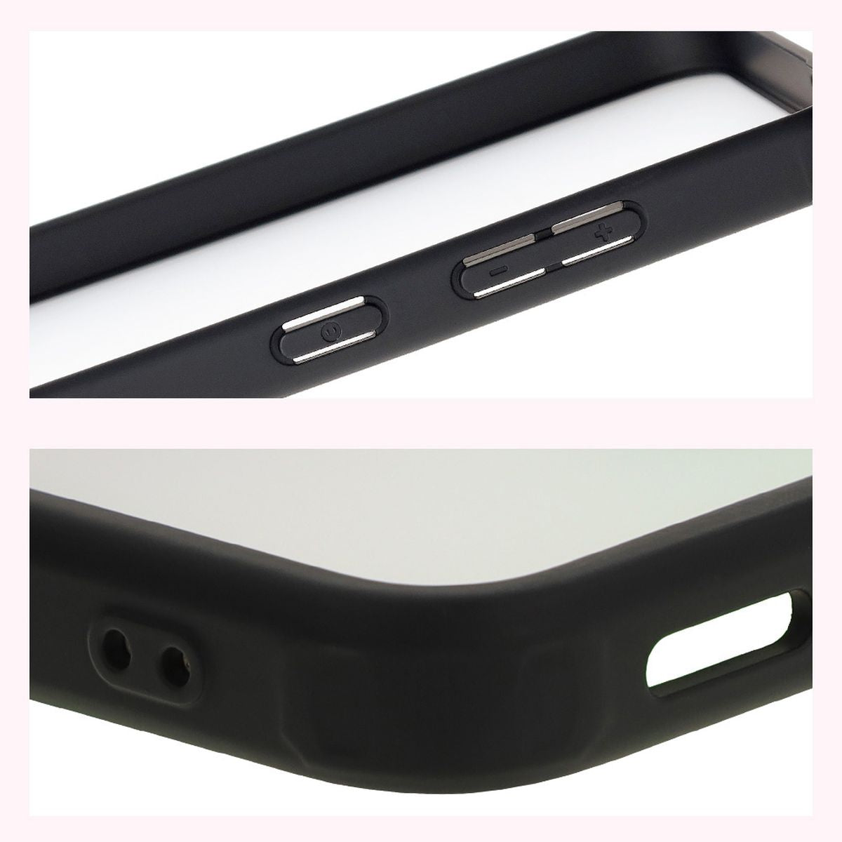 Handyhülle für Galaxy S25 Plus, Bizon Case Angelo, Durchscheinend mit schwarzem Rahmen