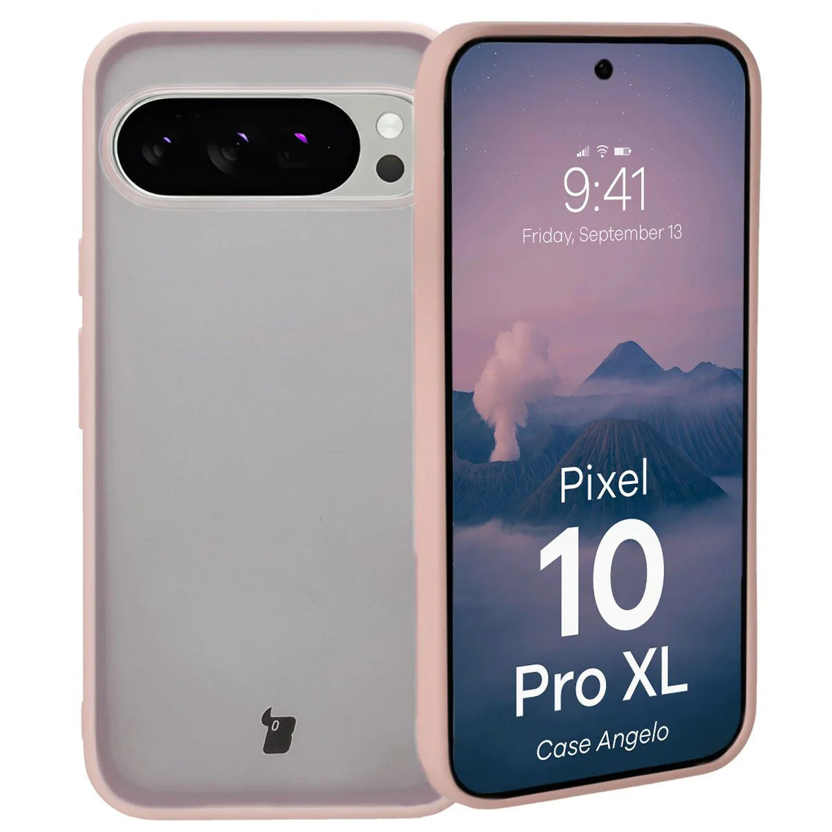 Handyhülle für Pixel 10 Pro XL, Bizon Case Angelo, Durchscheinend mit rosem Rahmen