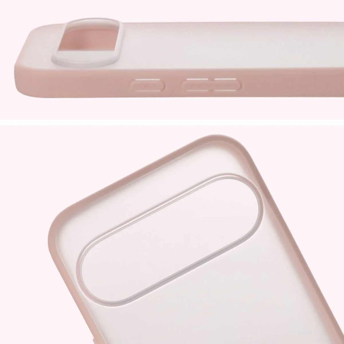 Handyhülle für Pixel 10 Pro XL, Bizon Case Angelo, Durchscheinend mit rosem Rahmen