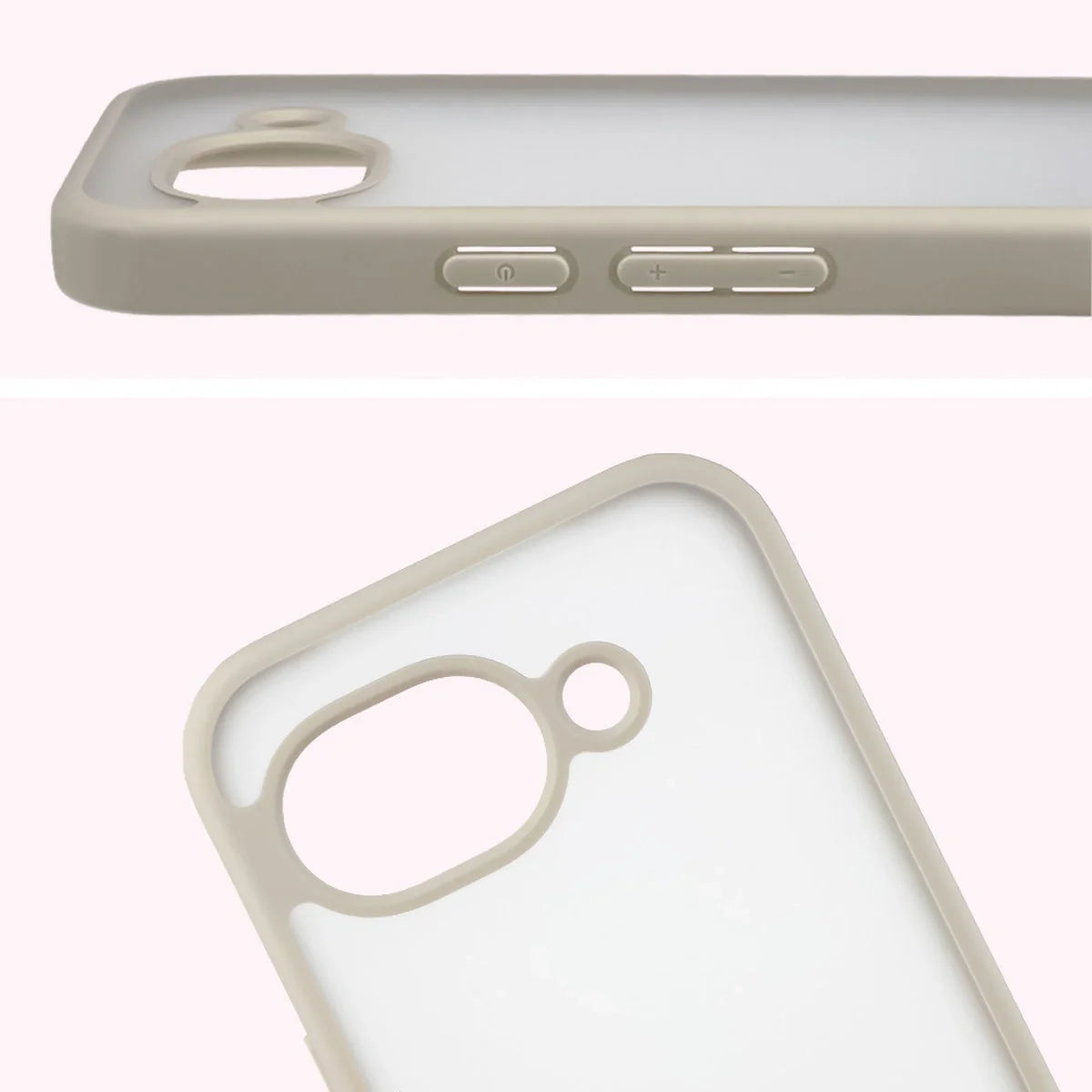 Handyhülle für Google Pixel 10a, Bizon Case Angelo, Semitransparent mit beigem Rahmen