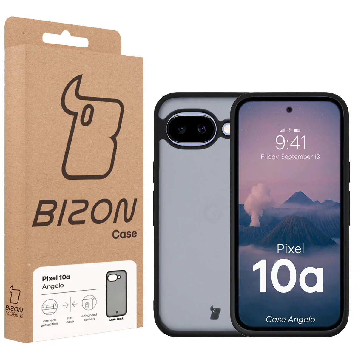 Handyhülle für Google Pixel 10a, Bizon Case Angelo, Getönte mit schwarzem Rahmen
