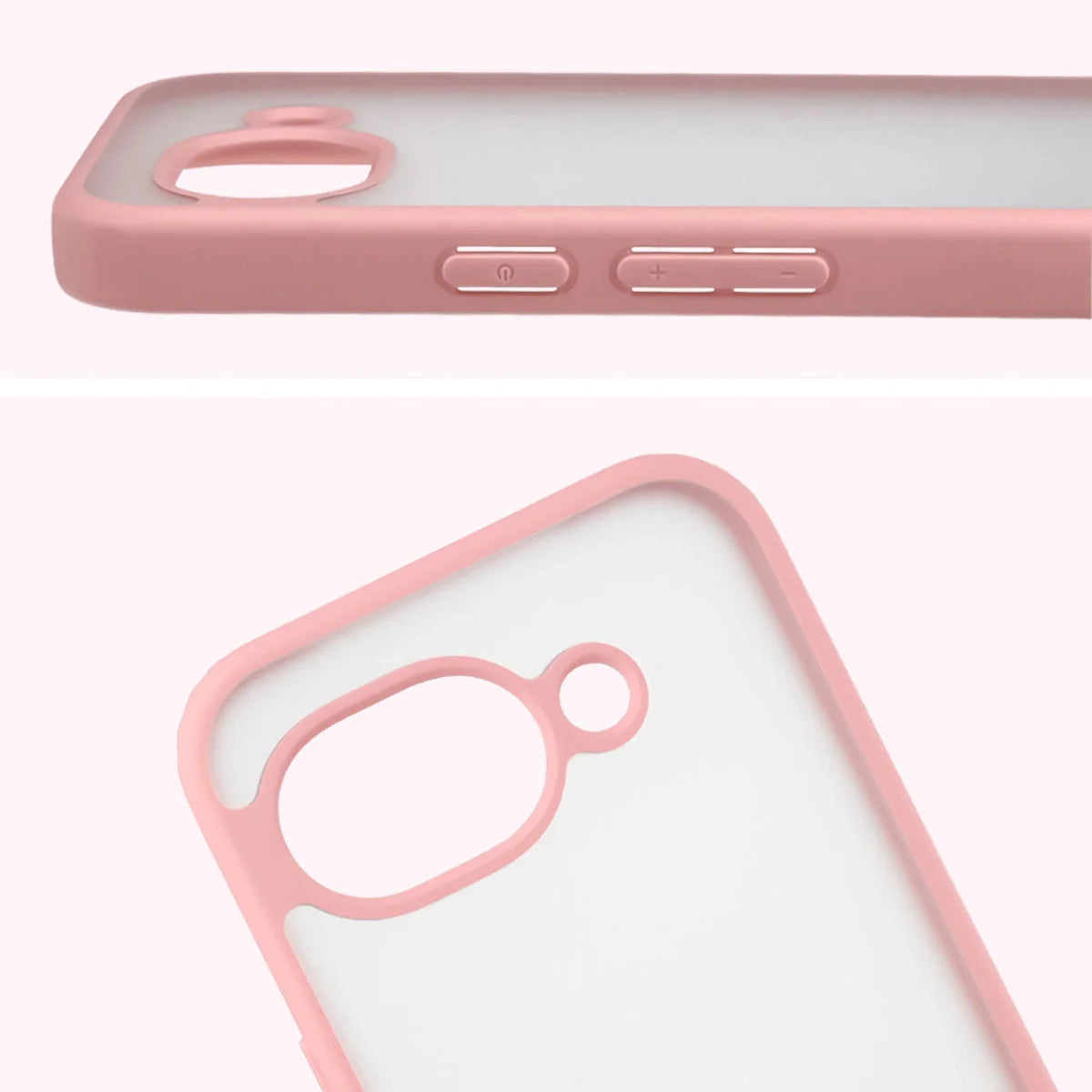 Handyhülle für Google Pixel 10a, Bizon Case Angelo, Semitransparent mit hellrosa Rahmen