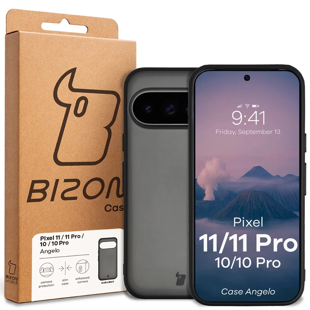 Handyhülle für Google Pixel 11 / 11 Pro / 10 / 10 Pro, Bizon Case Angelo, Getönte mit schwarzem Rahmen