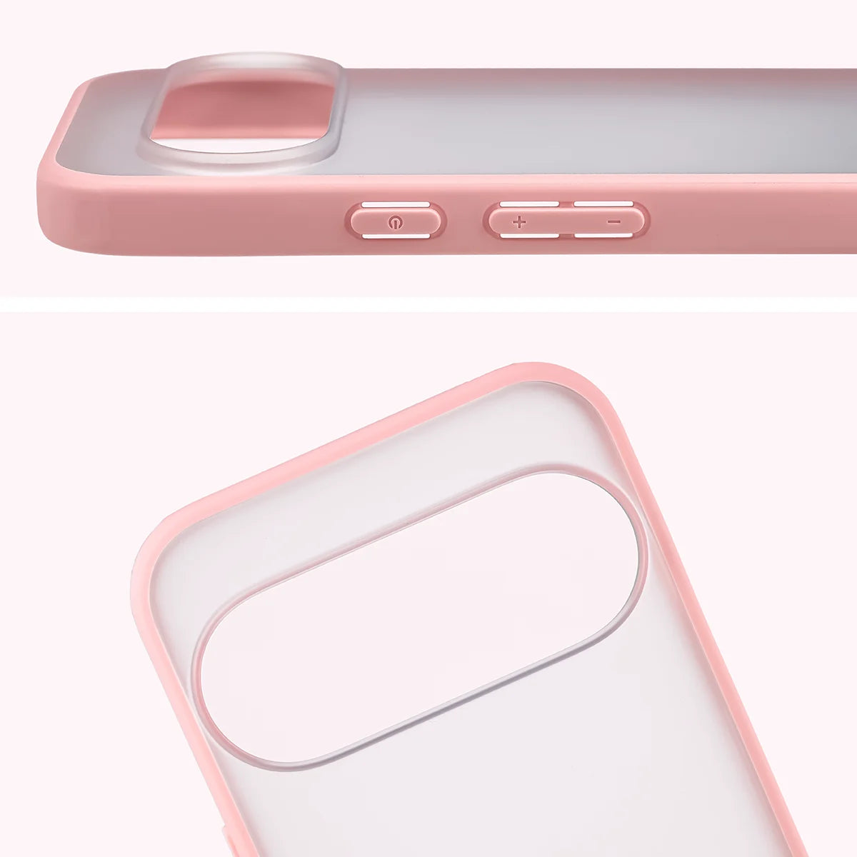 Handyhülle für Google Pixel 11 / 11 Pro / 10 / 10 Pro, Bizon Case Angelo, Semitransparent mit hellrosem Rahmen
