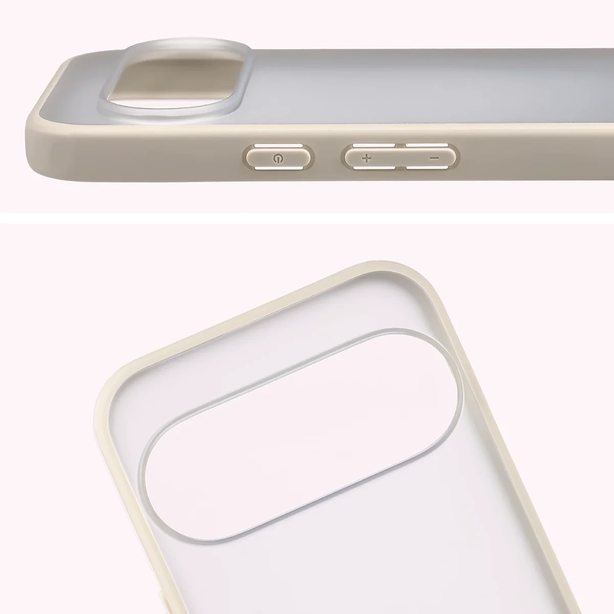 Handyhülle für Google Pixel 11 Pro XL / 10 Pro XL, Bizon Case Angelo, Semitransparent mit beigem Rahmen