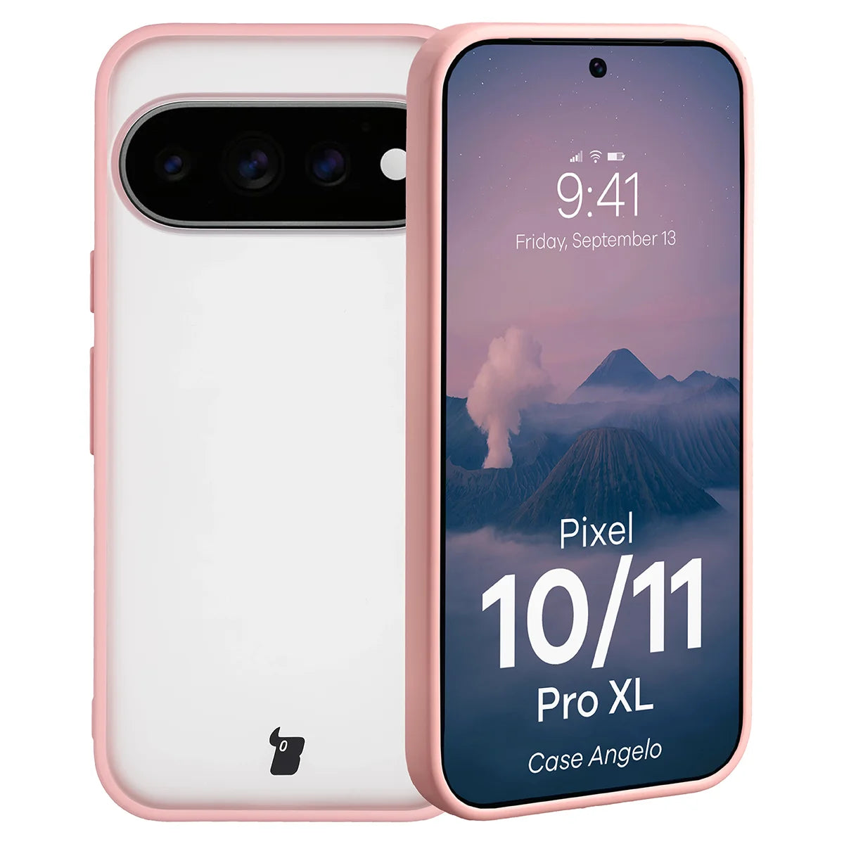 Handyhülle für Google Pixel 11 Pro XL / 10 Pro XL, Bizon Case Angelo, Semitransparent mit hellrosem Rahmen