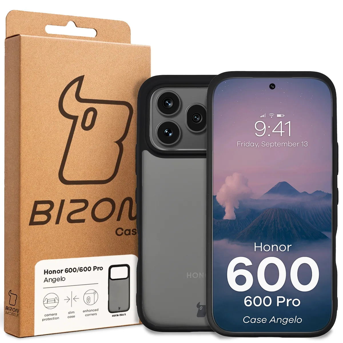 Handyhülle für Honor 600 5G / 600 Pro 5G, Bizon Case Angelo, Getönte mit schwarzem Rahmen