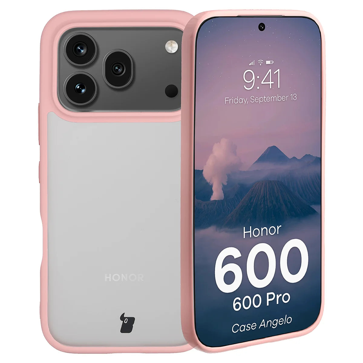 Handyhülle für Honor 600 5G / 600 Pro 5G, Bizon Case Angelo, Semitransparent mit hellrosem Rahmen
