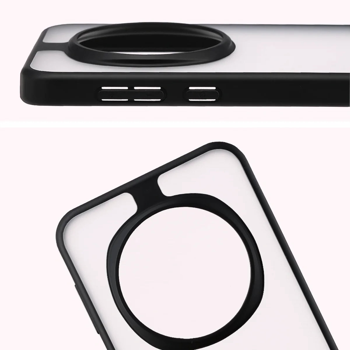 Handyhülle für Honor Magic7 Pro, Bizon Case Angelo, Durchscheinend mit schwarzem Rahmen
