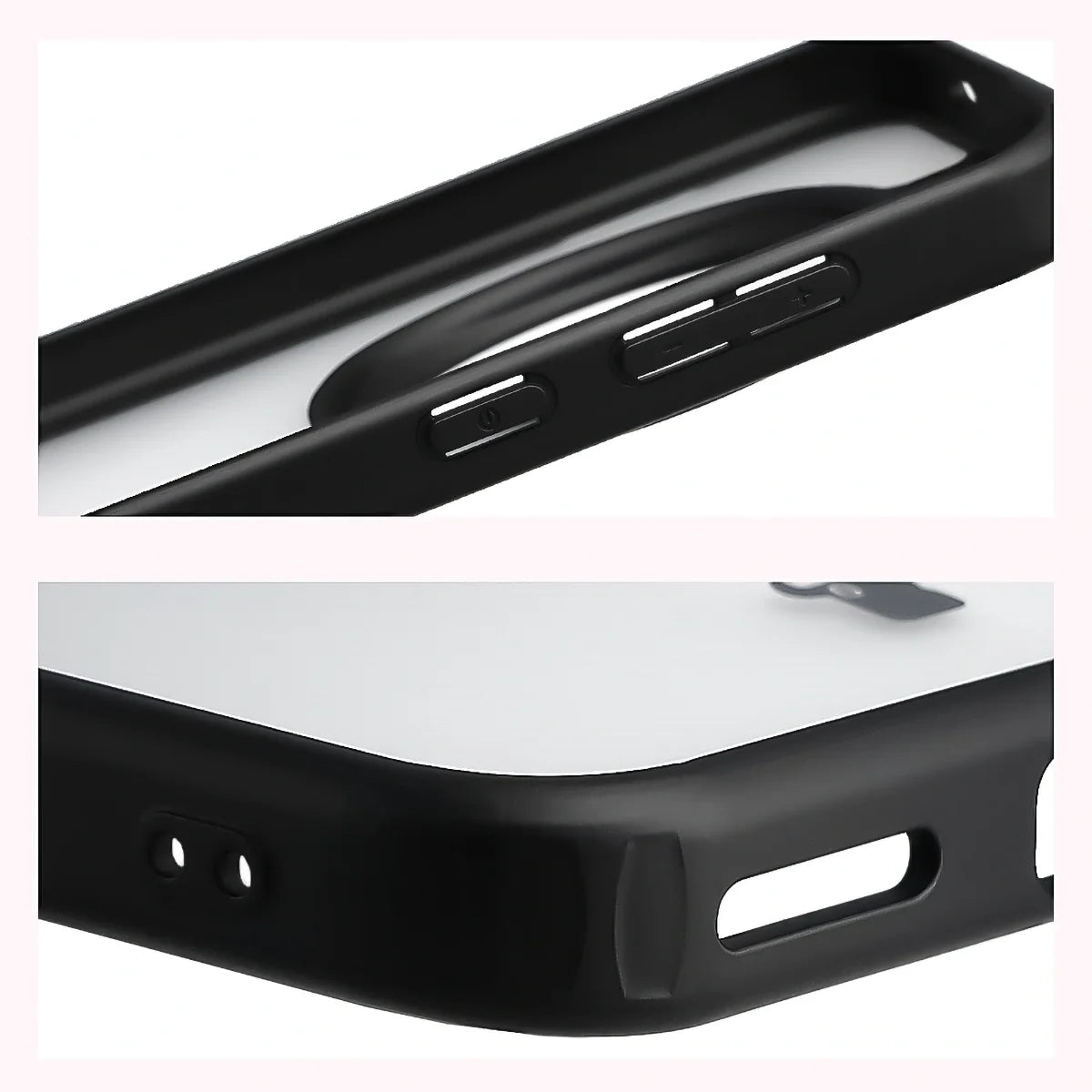 Handyhülle für Honor Magic7 Pro, Bizon Case Angelo, Durchscheinend mit schwarzem Rahmen