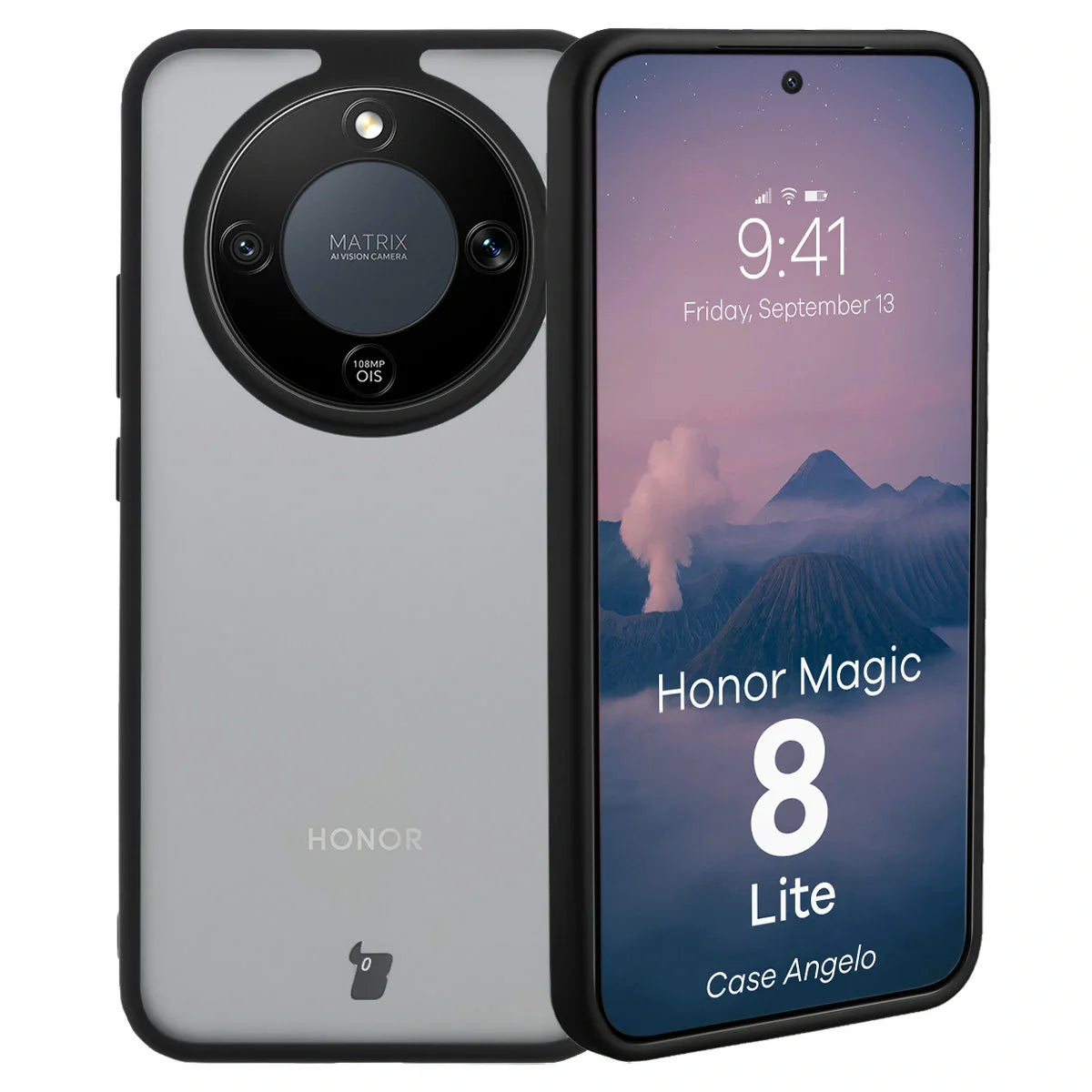 Handyhülle für Honor Magic8 Lite, Bizon Case Angelo, Getönte mit schwarzem Rahmen