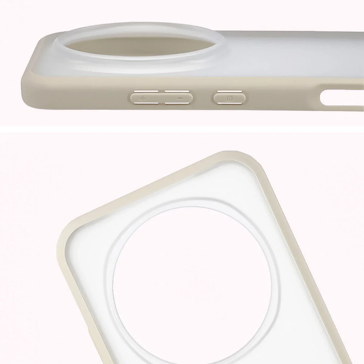 Handyhülle für Honor Magic8 Pro, Bizon Case Angelo, Semitransparent mit beigem Rahmen