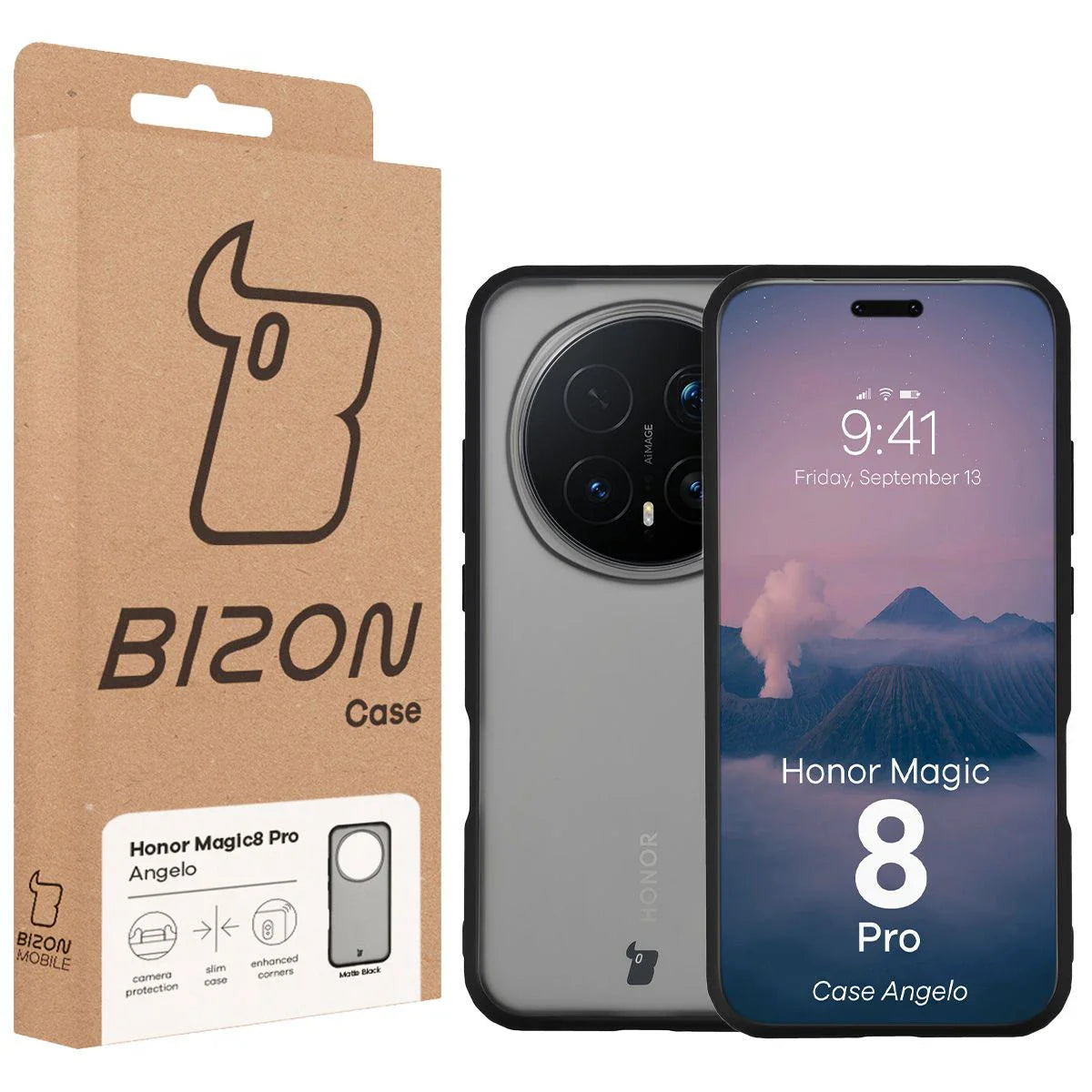 Handyhülle für Honor Magic8 Pro, Bizon Case Angelo, Getönte mit schwarzem Rahmen
