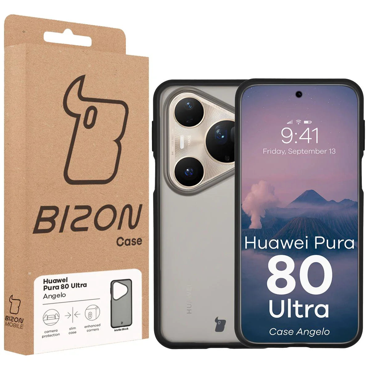 Handyhülle für Huawei Pura 80 Ultra, Bizon Case Angelo, Getönte mit schwarzem Rahmen