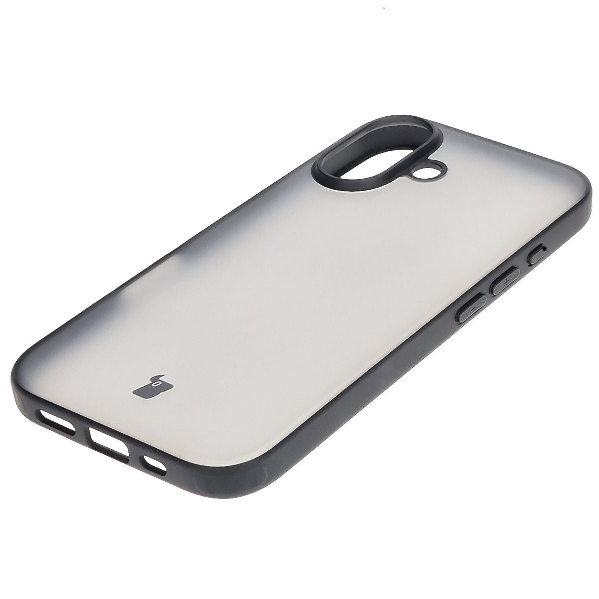 Handyhülle für iPhone 16, Bizon Case Angelo, Durchscheinend mit schwarzem Rahmen