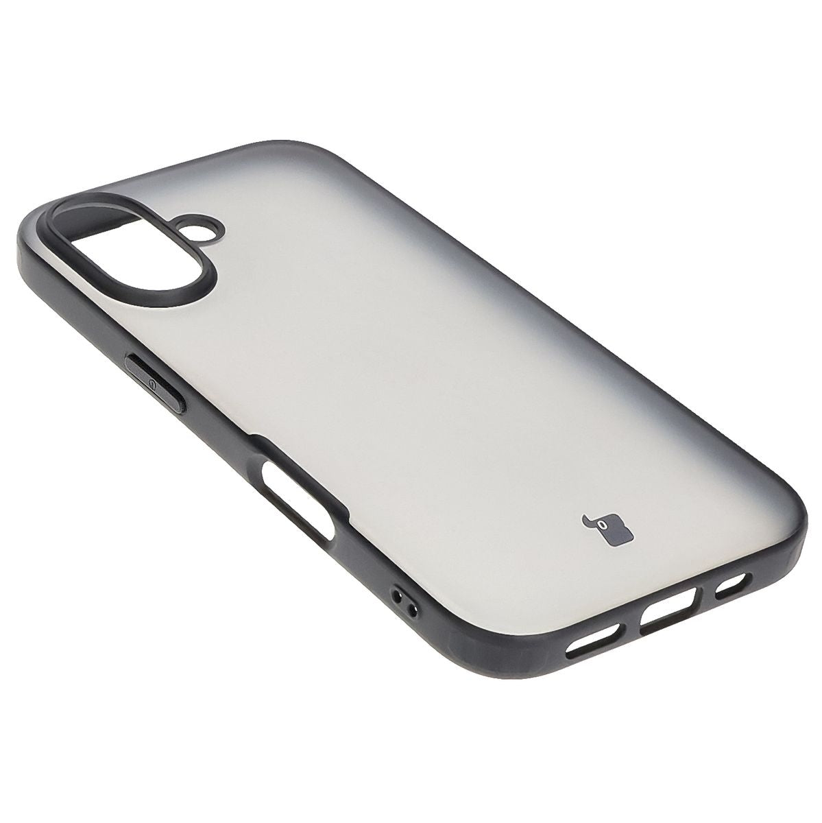 Handyhülle für iPhone 16, Bizon Case Angelo, Durchscheinend mit schwarzem Rahmen