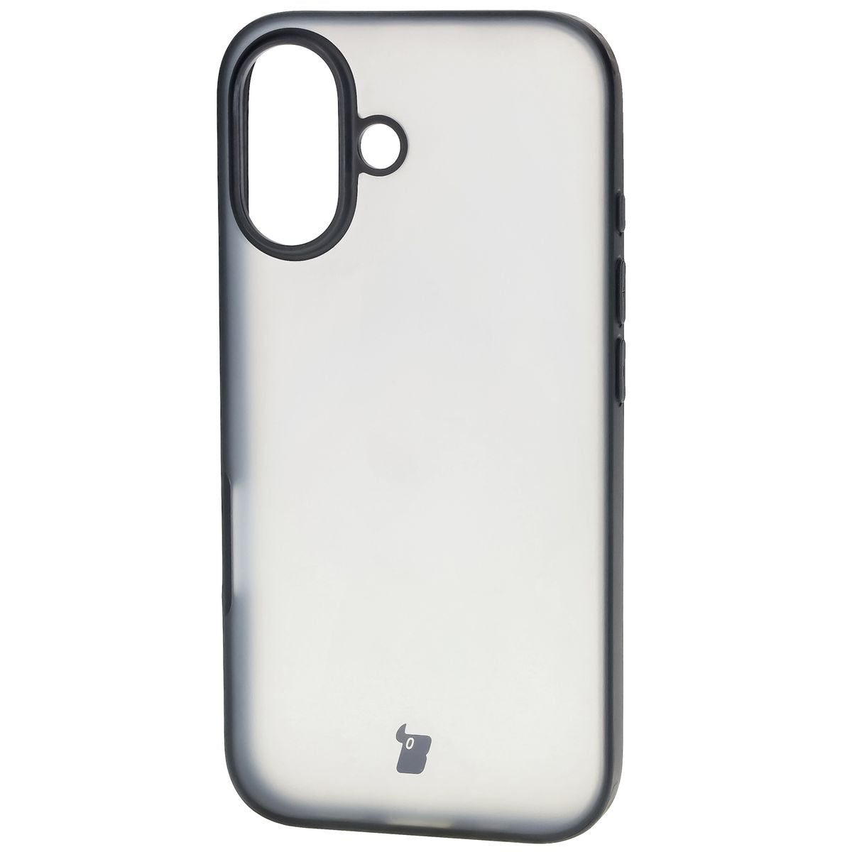 Handyhülle für iPhone 16, Bizon Case Angelo, Durchscheinend mit schwarzem Rahmen