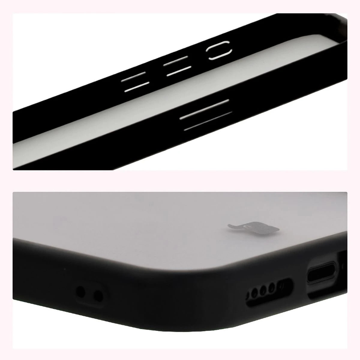 Handyhülle für iPhone 17e / 16e, Bizon Case Angelo, Durchscheinend mit schwarzem Rahmen