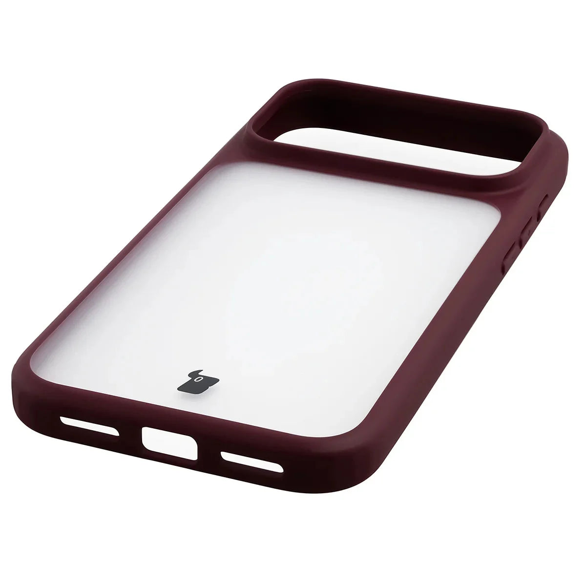 Handyhülle für iPhone 18 Pro Max / 17 Pro Max, Bizon Case Angelo, Semitransparent mit burgunderrotem Rahmen (5/6)