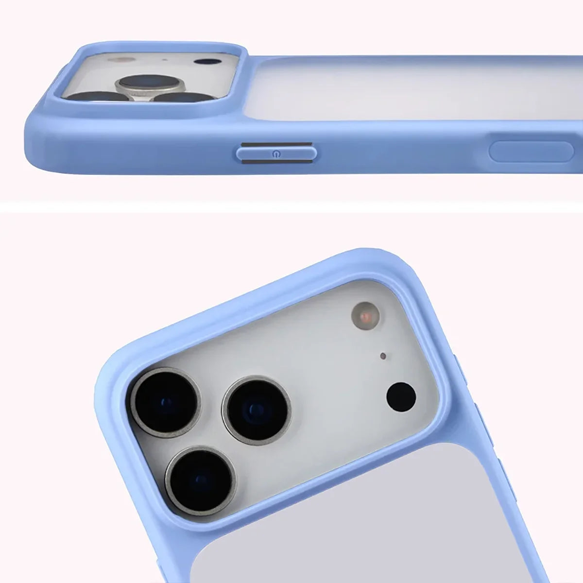 Handyhülle für iPhone 18 Pro Max / 17 Pro Max, Bizon Case Angelo, Semitransparent mit hellblauem Rahmen (3/6)