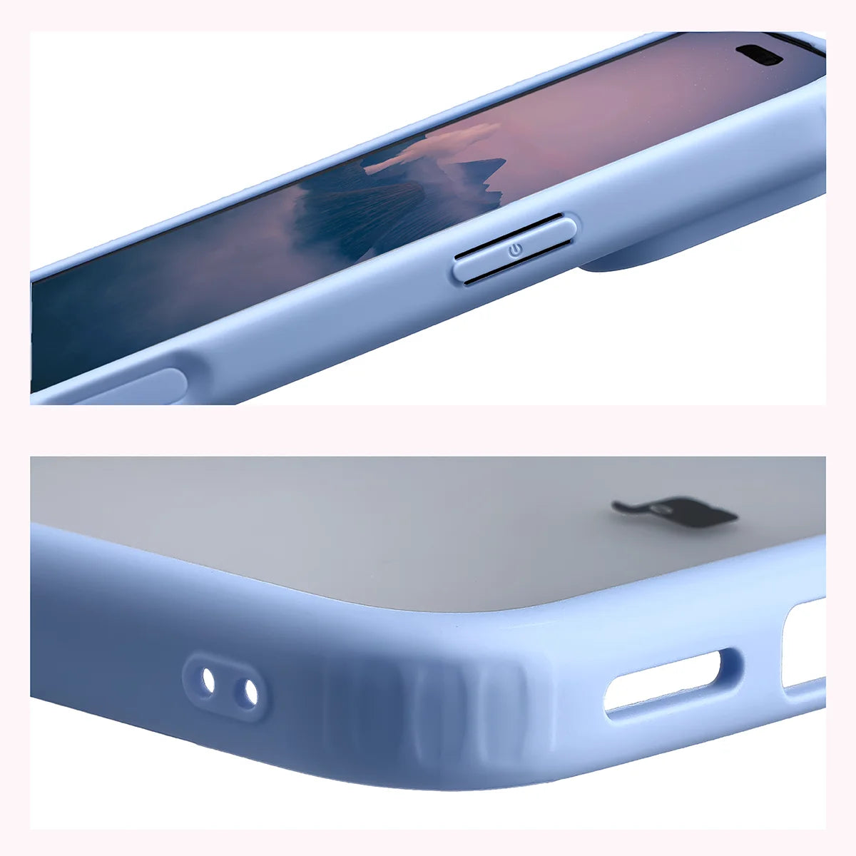 Handyhülle für iPhone 18 Pro Max / 17 Pro Max, Bizon Case Angelo, Semitransparent mit hellblauem Rahmen (4/6)