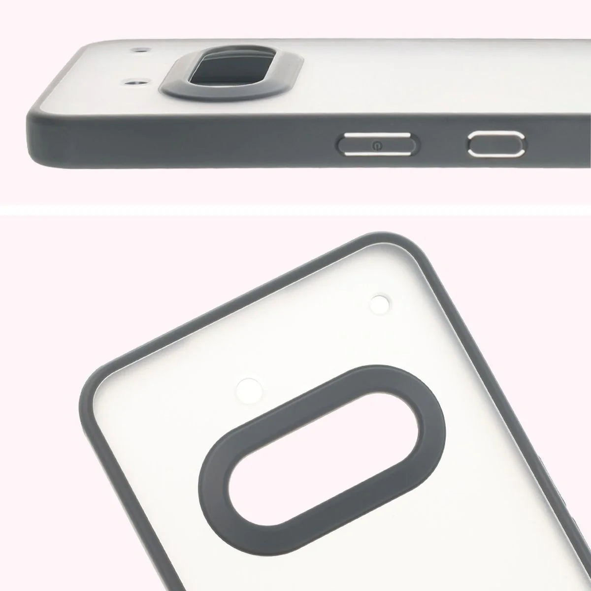 Handyhülle für Nothing Phone (3a), Bizon Case Angelo, Durchscheinend mit grauem Rahmen