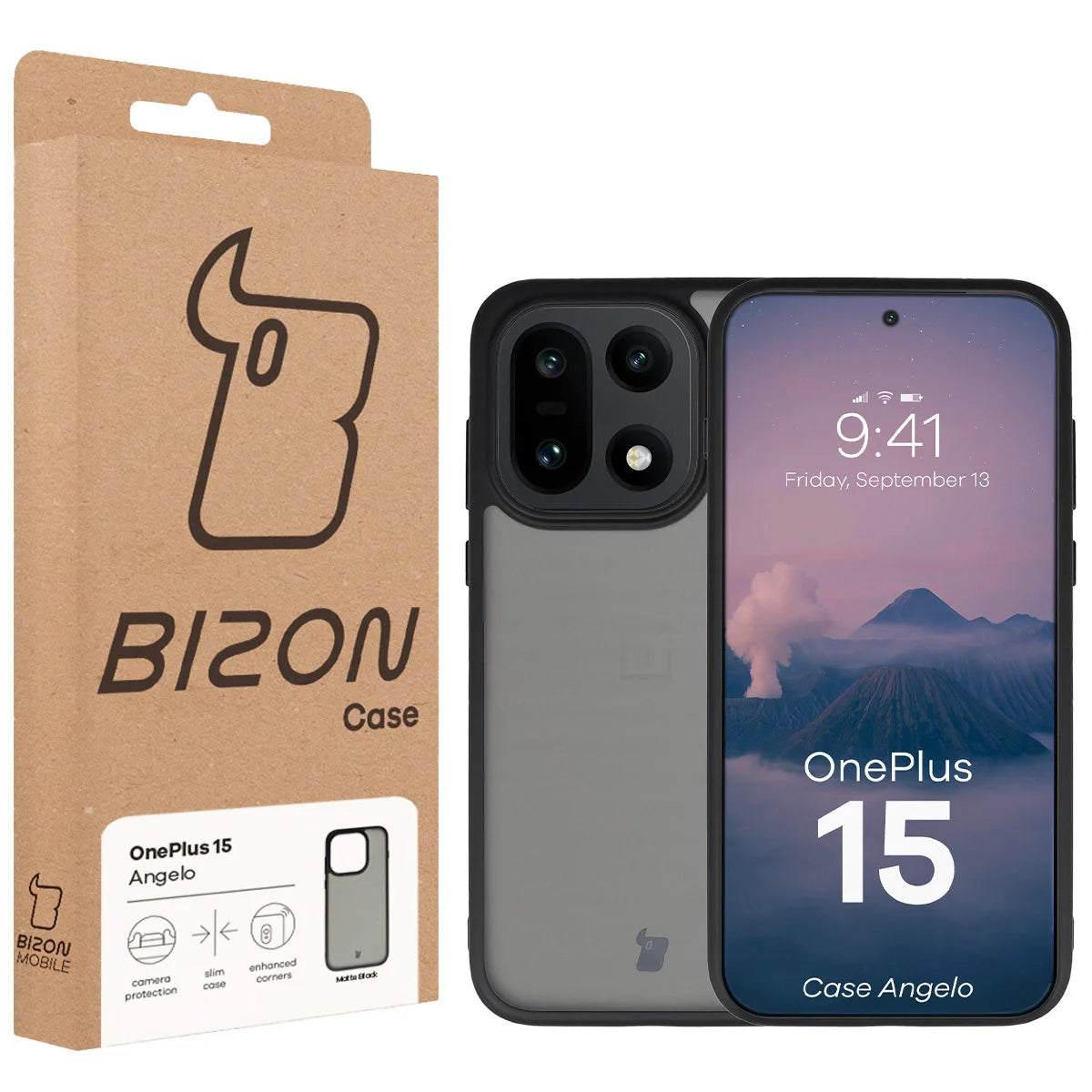 Handyhülle für OnePlus 15, Bizon Case Angelo, Getönte mit schwarzem Rahmen