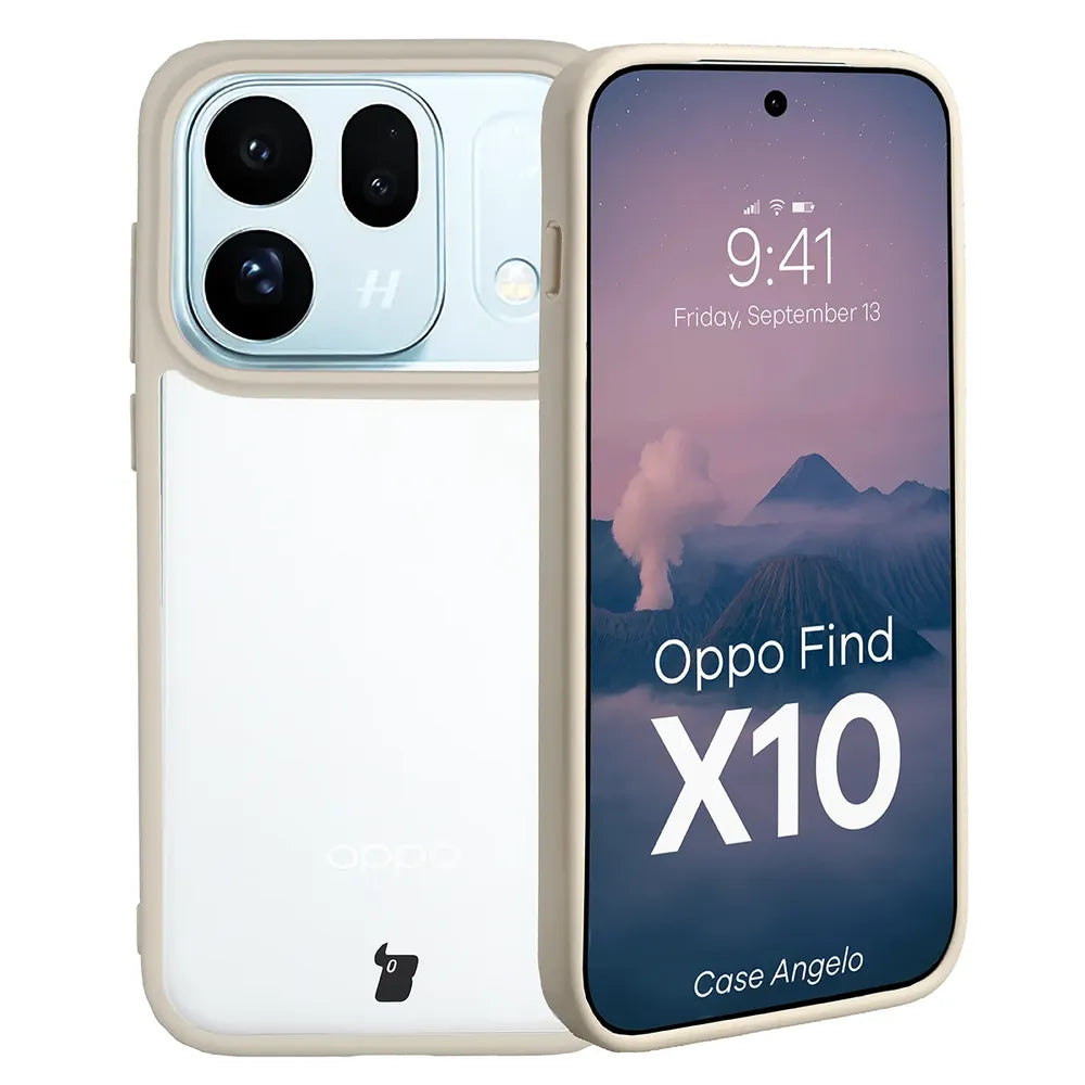 Handyhülle für OPPO Find X10, Bizon Case Angelo, Semitransparent mit beigem Rahmen (1/6)