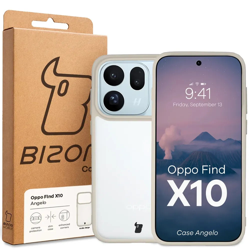 Handyhülle für OPPO Find X10, Bizon Case Angelo, Semitransparent mit beigem Rahmen (6/6)