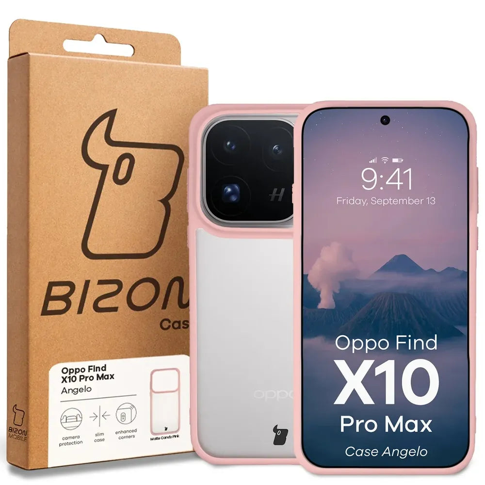 Handyhülle für OPPO Find X10 Pro Max, Bizon Case Angelo, Semitransparent mit hellrosem Rahmen (6/6)