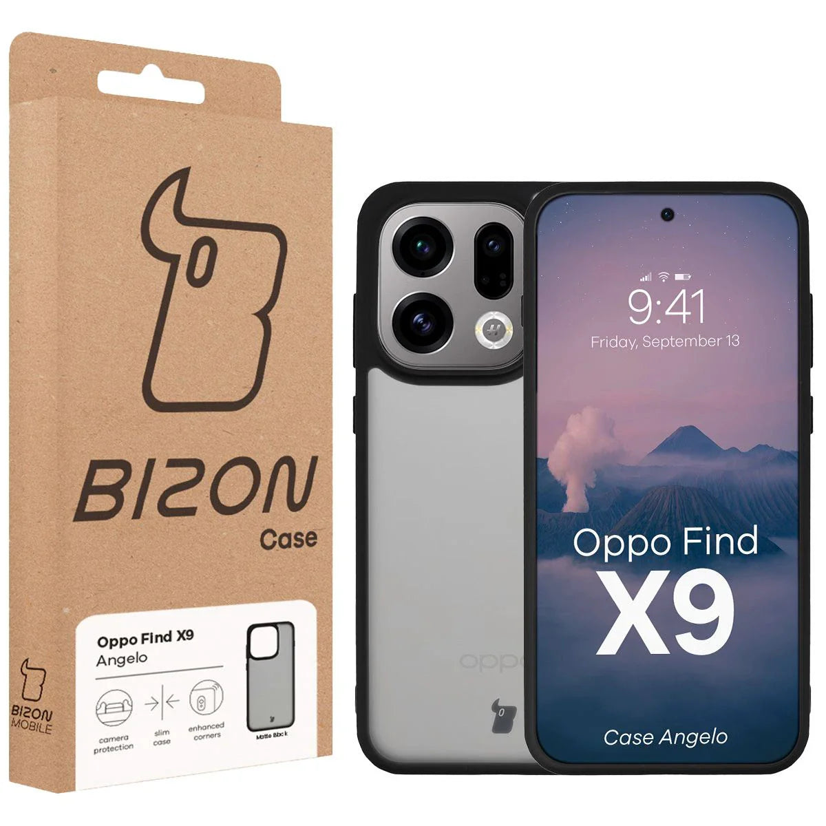 Handyhülle für Oppo Find X9, Bizon Case Angelo, Getönte mit schwarzem Rahmen