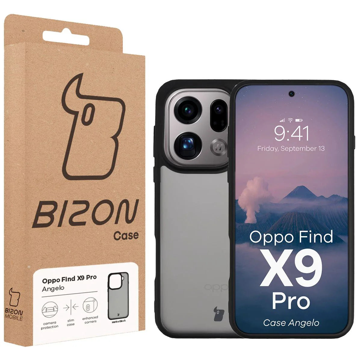 Handyhülle für Oppo Find X9 Pro, Bizon Case Angelo, Getönte mit schwarzem Rahmen