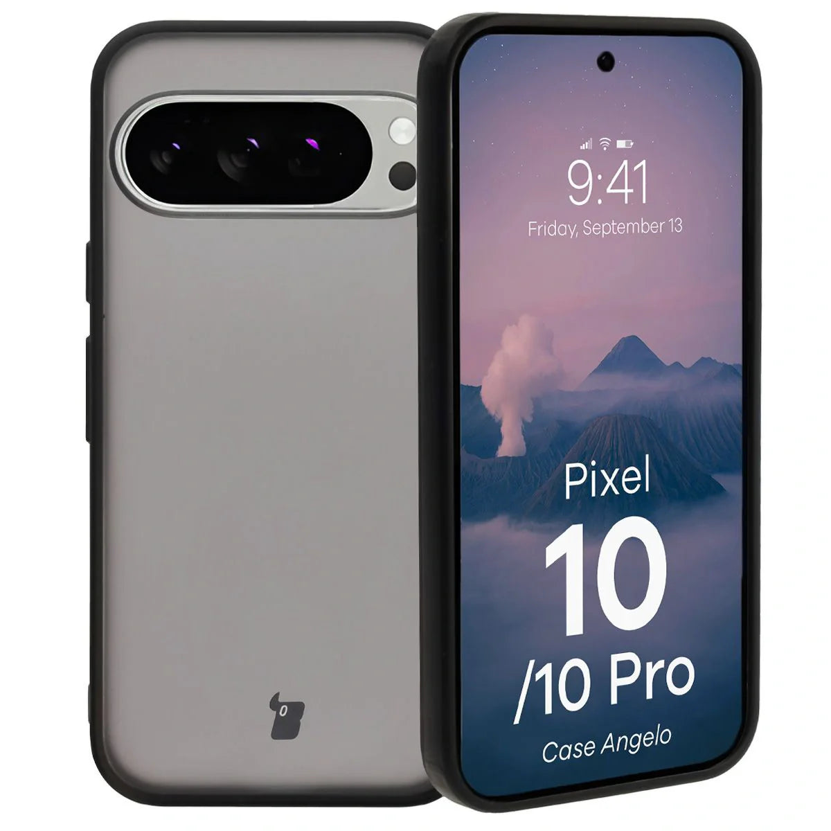 Handyhülle für Pixel 10 / 10 Pro, Bizon Case Angelo, Durchscheinend mit schwarzem Rahmen