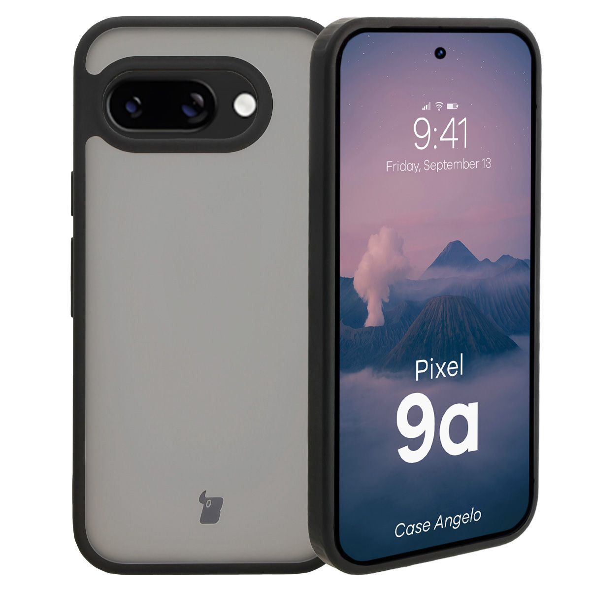Handyhülle für Google Pixel 9a, Bizon Case Angelo, Durchscheinend mit schwarzem Rahmen