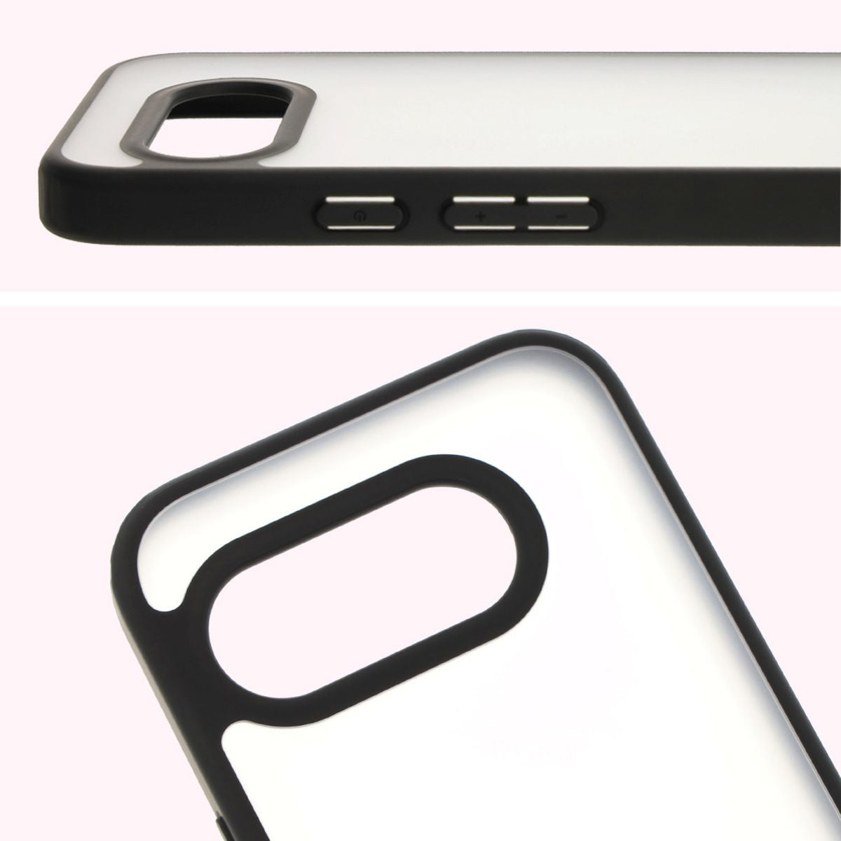Handyhülle für Google Pixel 9a, Bizon Case Angelo, Durchscheinend mit schwarzem Rahmen