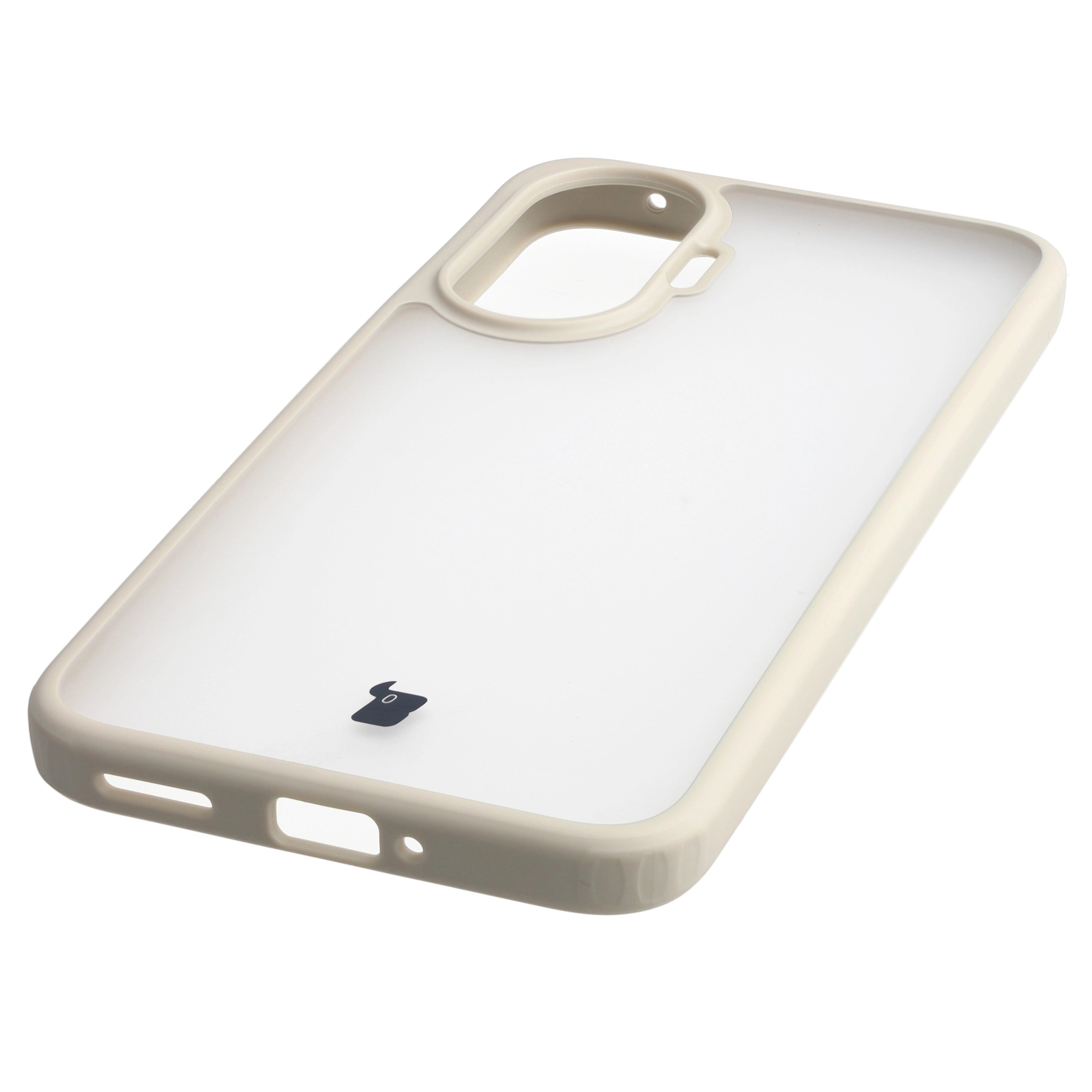 Handyhülle für Xiaomi POCO F7, Bizon Case Angelo, Semitransparent mit beigem Rahmen