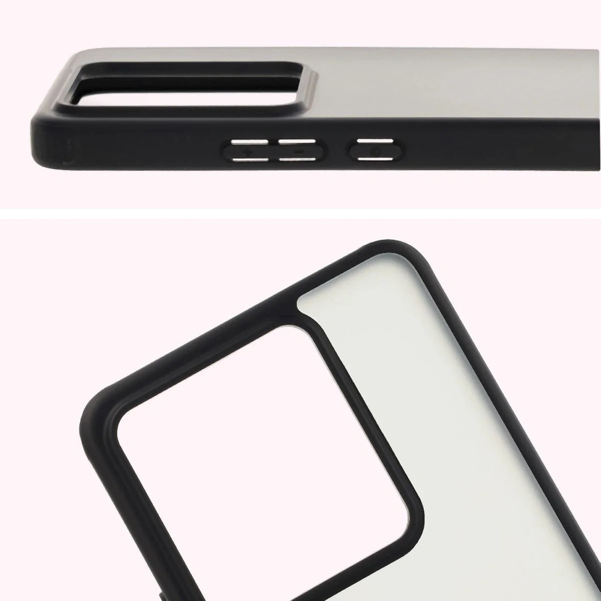 Handyhülle für Realme GT 7 / 7T, Bizon Case Angelo, Durchscheinend mit schwarzem Rahmen